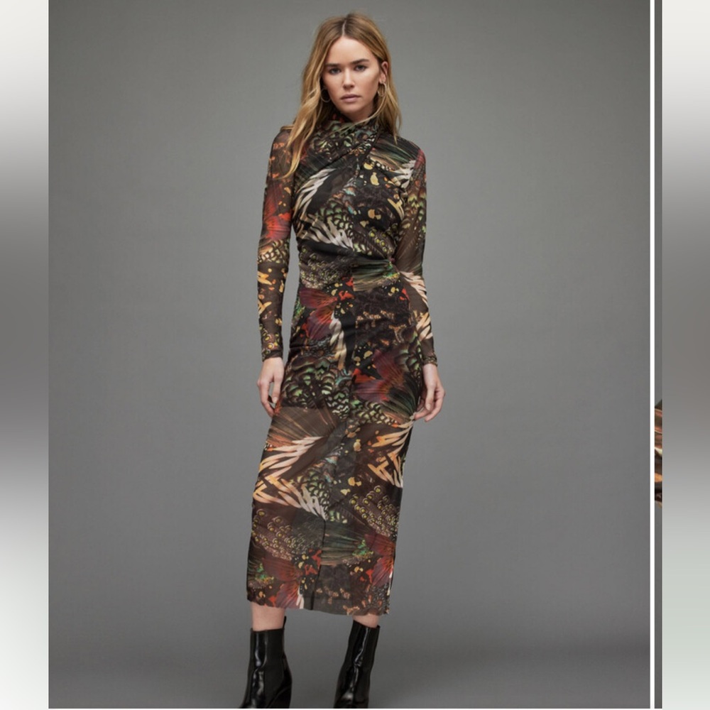 All Saints tia gene butterfly mesh dress